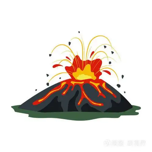 火山活动热熔岩爆发-平的向量例证插画-正版商用图片18t4m8-摄图新