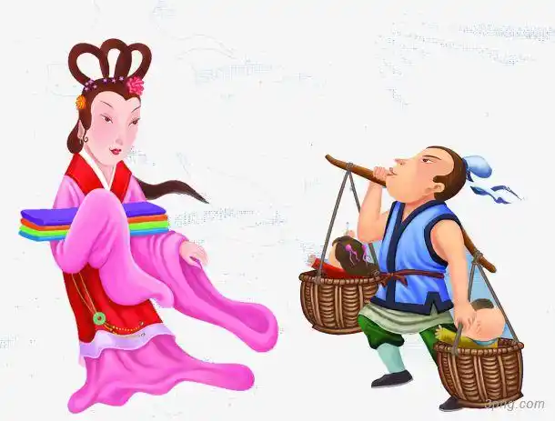 牛郎织女神话故事png素材透明免抠图片节日元素