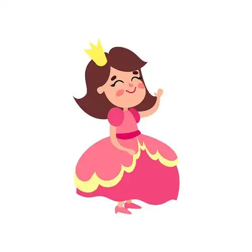 可爱的小公主在粉红色的连衣裙卡通图片