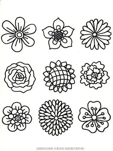 配色简笔画花朵