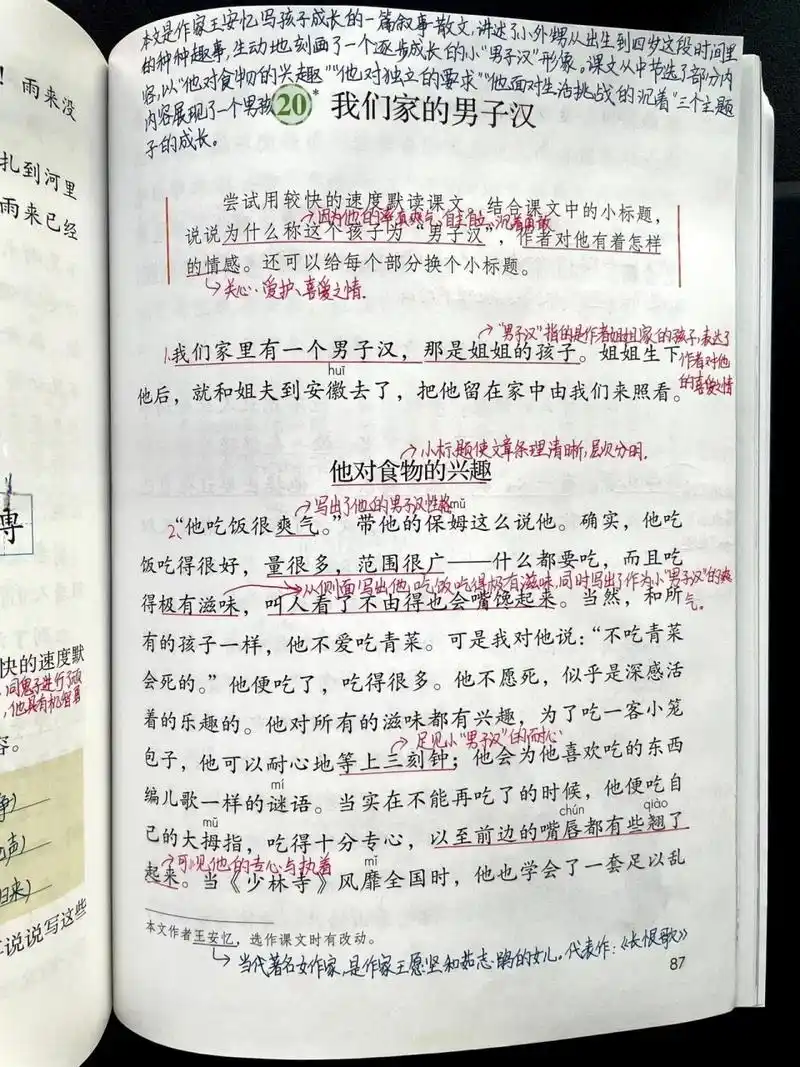 四下|第20课《我们家的男子汉》课文笔记 94学习目标 1.