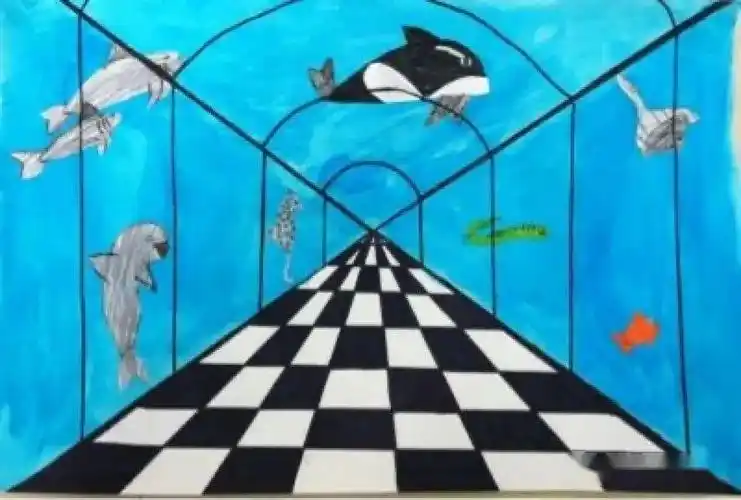 儿童画教程用一点透视创作出空间感十足的海底世界