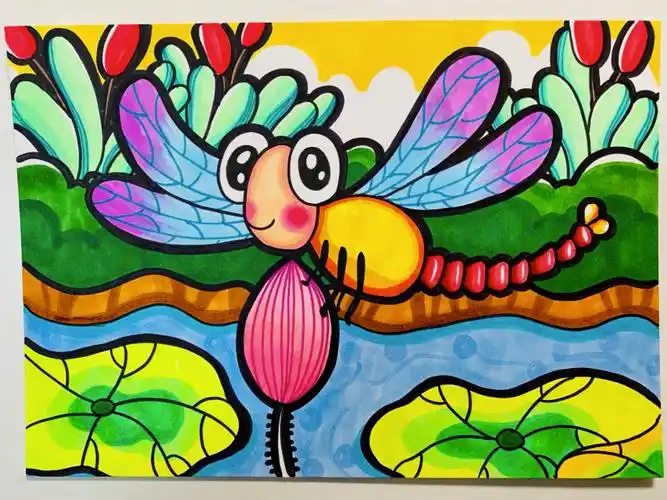 蜻蜓 马克笔画 儿童画