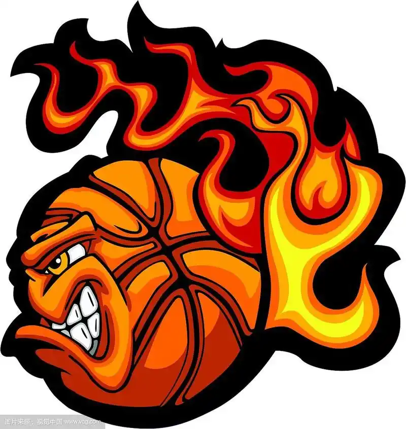 篮球火球脸矢量图像