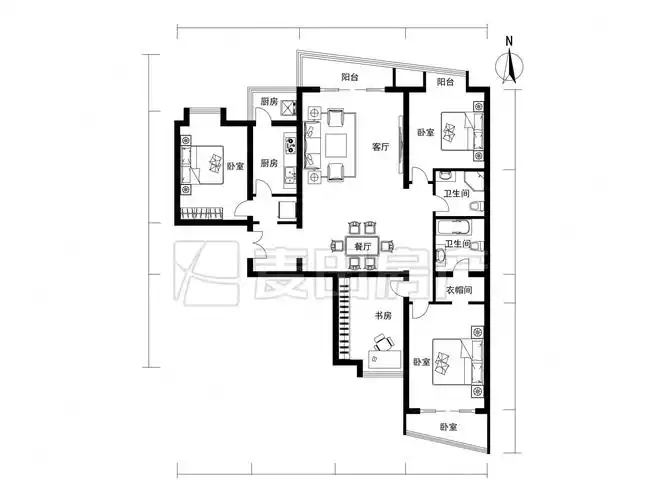 富力城(a区)4室2厅2卫178㎡南北1950万