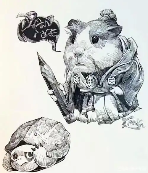 呆萌的素描动物可爱超喜欢