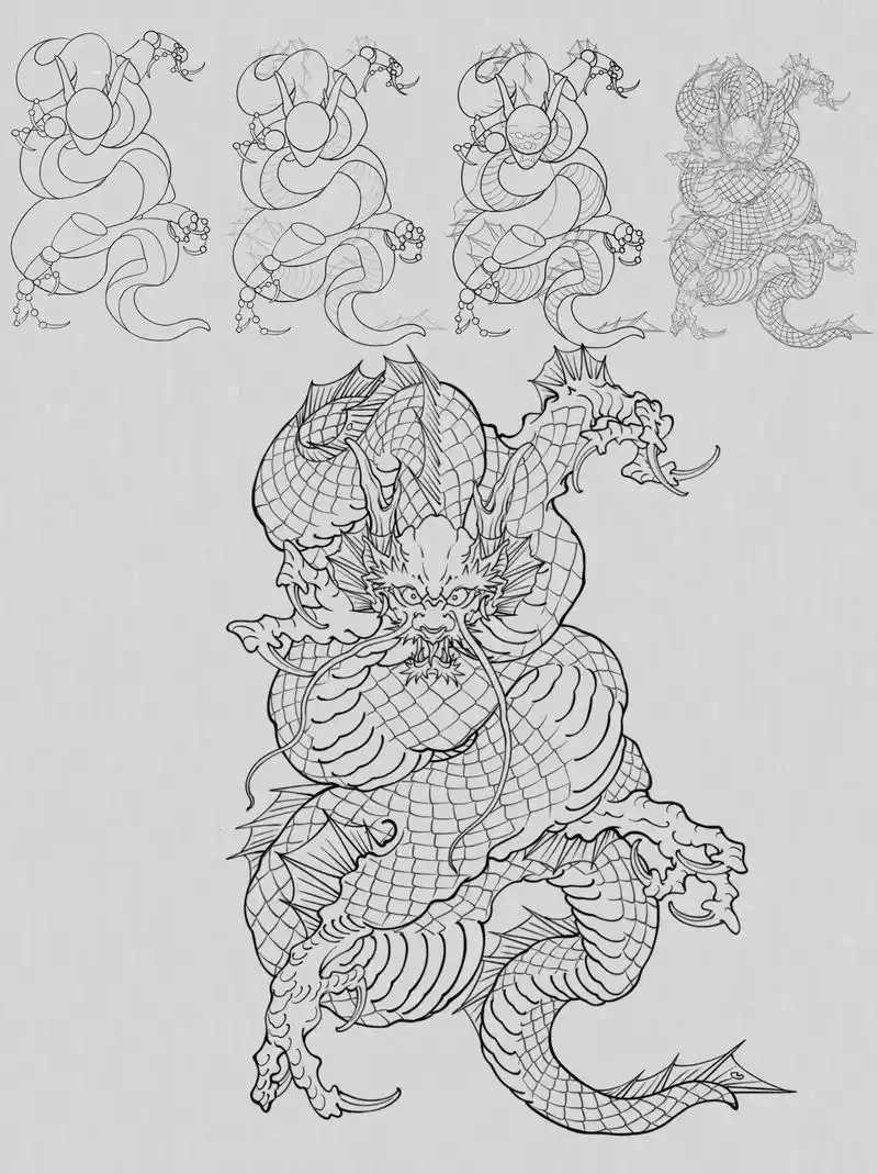 画龙教学#tattoo #纹身教学 #画龙教学 #纹身 #纹 - 抖音