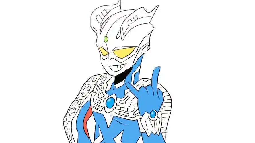 开心的赛罗奥特曼儿童卡通简笔画