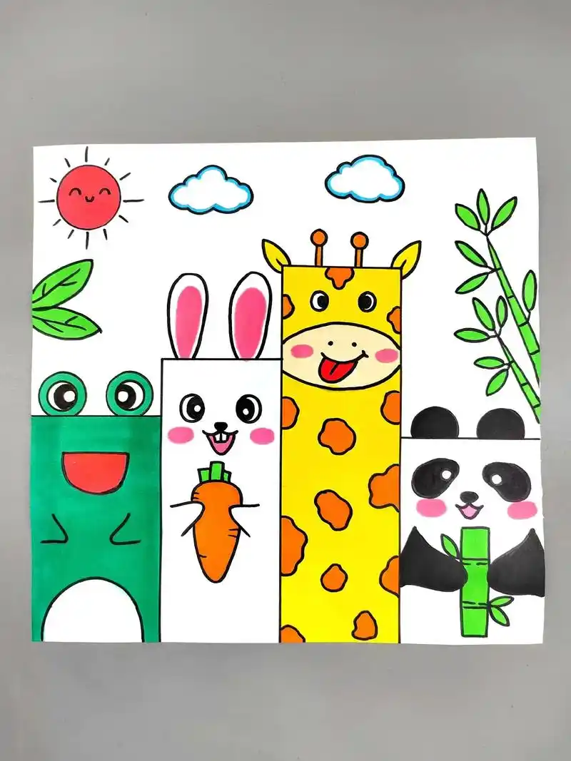 教你用长方形画可爱的小动物,简单好看,幼儿园小朋友也能学会, - 抖音