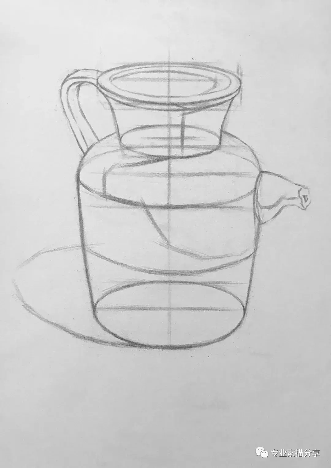 素描静物-带把手的罐子